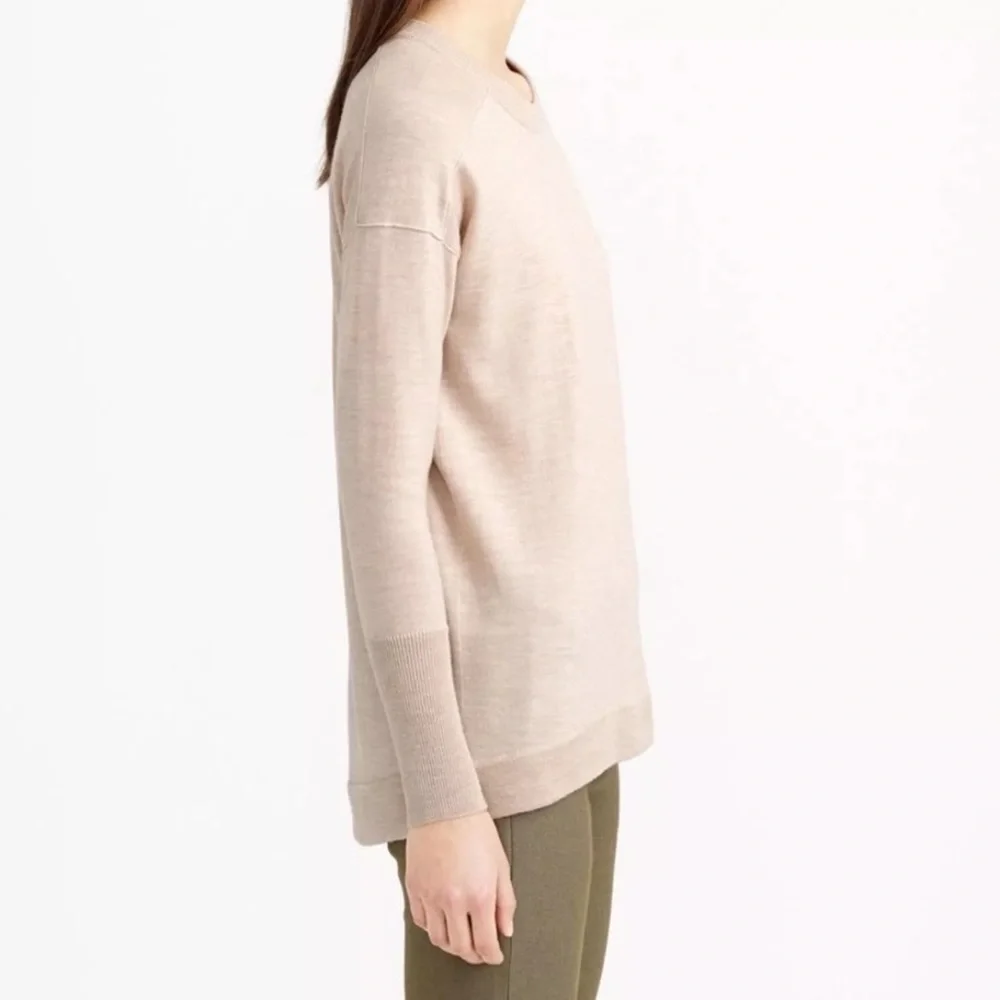 J. Crew Merino Wool High Low Hem Oversized Tunic‎ Sweater High Low Beige Size XS
